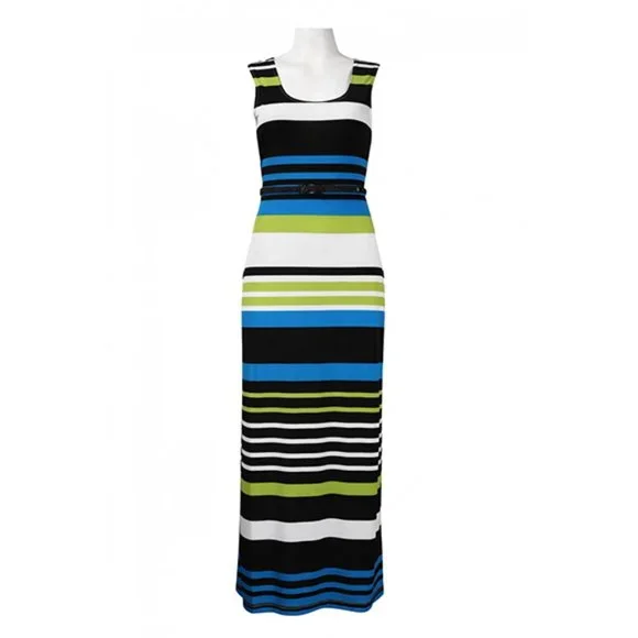 Jessica Howard U - Neckline Striped Maxi Dress